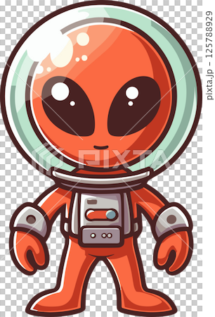 赤い宇宙人の全身のイラスト	 125788929