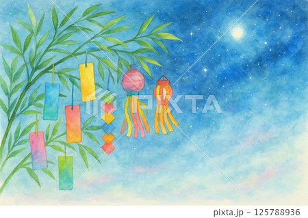 七夕イメージ 天の川 短冊 七夕イメージ 天の川 短冊 125788936