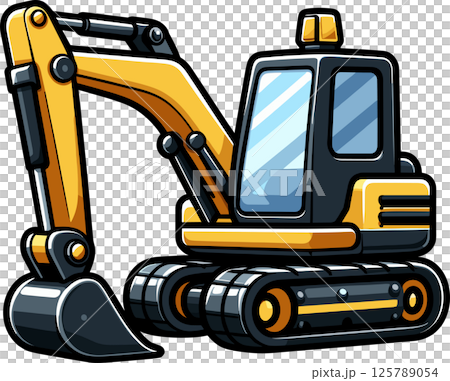 一輛簡單的挖土機車的插圖 一輛簡單的挖土機車的插圖 125789054