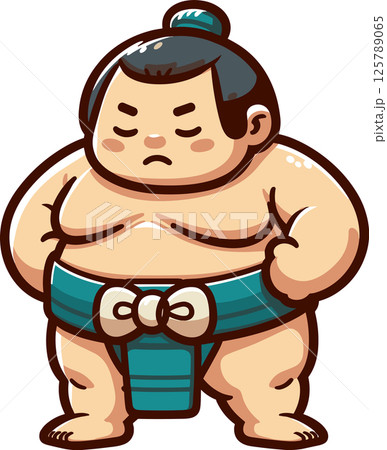 目を閉じている力士のイラスト 125789065