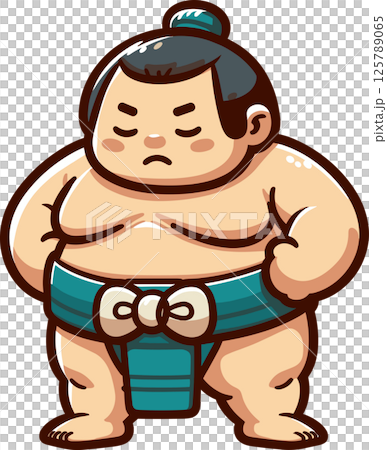 目を閉じている力士のイラスト 125789065