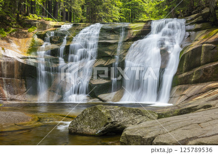 Waterfall Mumlava near Harachov, Giant Mountains (Krkonose), Eastern Bohemia, Czech Republic Waterfall Mumlava near Harachov, Giant Mountains (Krkonose), Eastern Bohemia, Czech Republic 125789536