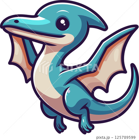 かわいいプテラノドンのイラスト かわいいプテラノドンのイラスト 125789599