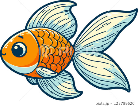 シンプルなかわいい金魚のイラスト 125789620