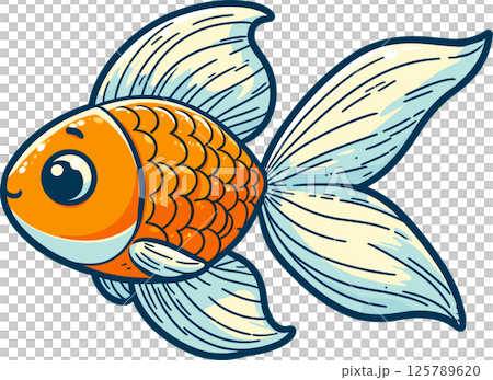 シンプルなかわいい金魚のイラスト 125789620