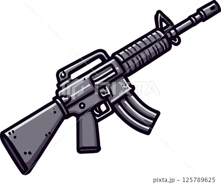 シンプルなアサルトライフルのイラスト 125789625