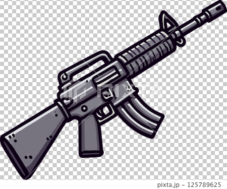 シンプルなアサルトライフルのイラスト 125789625