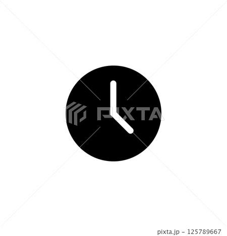 black Clock solid icon Design vector, trendy flat style isolated on white background. Clock icon page symbol for your web site design Clock logo, Clock Vector illustration. 125789667