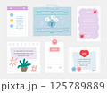 memo template. A collection of striped notes, blank notebooks, and torn notes used in a diary or office. 125789889