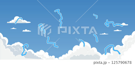 Eye Floaters on Cloudy Sky Background Vision Impairment Concept Vector Illustration 125790678