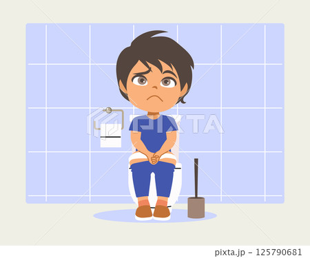 Baby Boy Morning Routine Peeing Before Leaving Home Vector Illustration 125790681