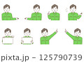 案内をする作業着の男性のイラストセット 125790739
