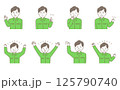 ポジティブな感情を表す作業着の男性のイラストセット 125790740