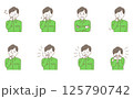 様々な生理現象を表現した作業着の男性のイラストセット 125790742
