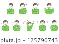 驚きやネガティブな感情を表す作業着の男性のイラストセット 125790743