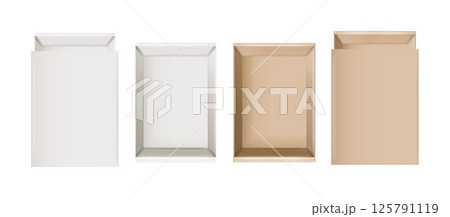 Matchbox, empty package for match sticks in top and perspective view. Realistic mockup of 3d blank box. Stages of burning the match. Symbol of ignition burning. Vector 125791119