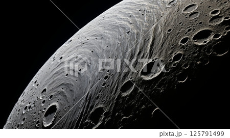 Moon s surface  lunar landscape with scattered craters in the vast expanse of space 125791499