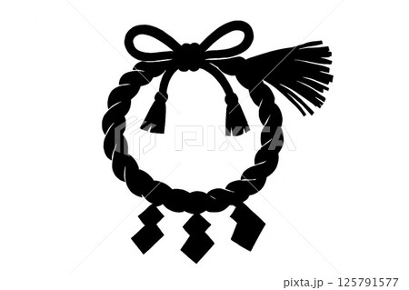 神聖なしめ縄のシルエット 125791577