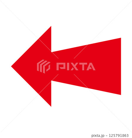 シンプルな赤い矢印　白背景 125791863