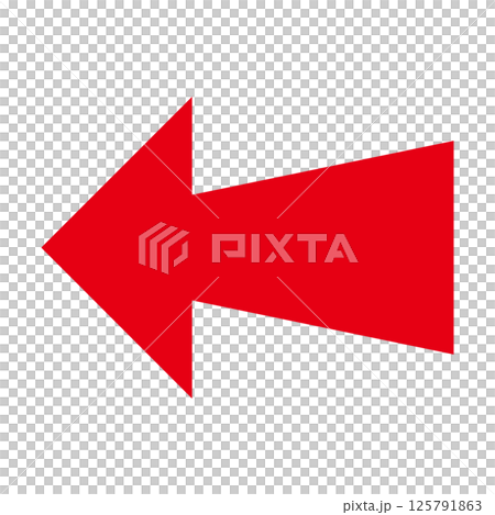 シンプルな赤い矢印　白背景 125791863