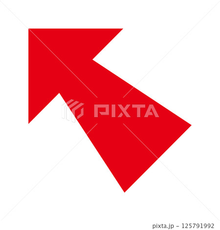 シンプルな赤い矢印　白背景 125791992