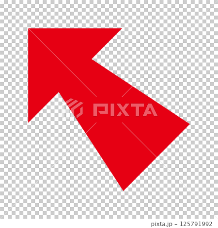 シンプルな赤い矢印　白背景 125791992