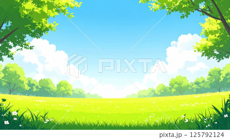 草原と青空の風景 125792124