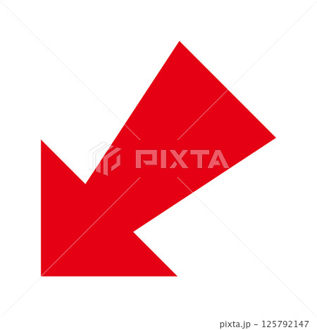 シンプルな赤い矢印 白背景 シンプルな赤い矢印 白背景 125792147