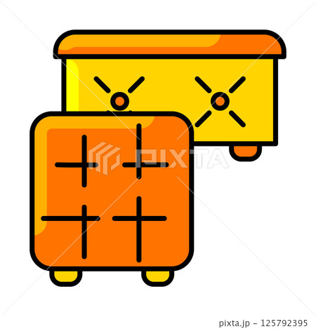 Pouf for storage icon. Home decor element thin line illustration. Pouf for storage icon. Home decor element thin line illustration. 125792395