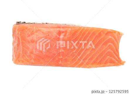 Fillet of red fish salmon isolated on white background. Fillet of red fish salmon isolated on white background. 125792595