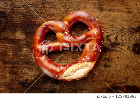 Pretzel or Bretzel, traditional German beer snack, a wheat bread with salt 125792963