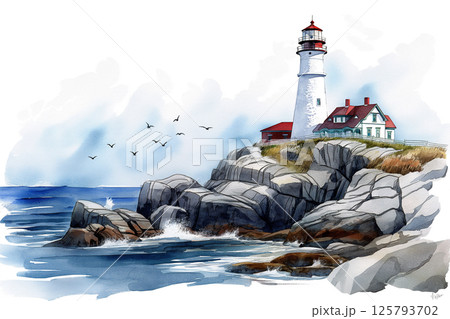 Illustration of Peggy’s Cove lighthouse 125793702
