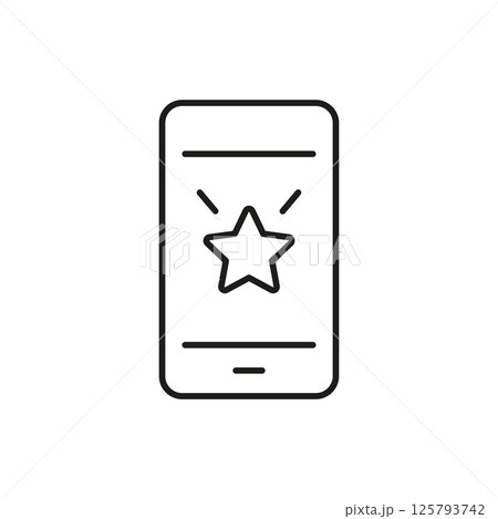 Smartphone With Star Icon. Mobile App Rating, User Feedback, And Review System Outline Symbol. Customer Satisfaction And Quality Assurance. Editable Stroke. Isolated Vector Illustration 125793742