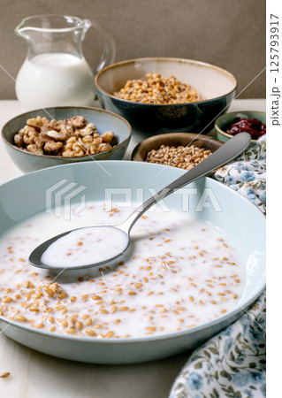 Healthy Breakfast sprouted wheat with Nuts Healthy Breakfast sprouted wheat with Nuts 125793917