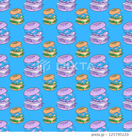 seamless background with different hamburger. seamless background with different hamburger. 125795220