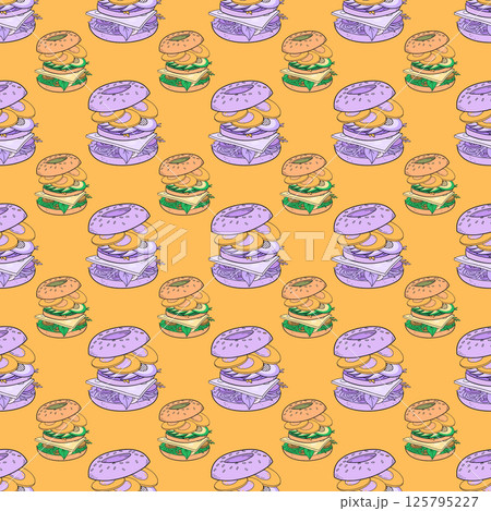seamless background with different hamburger. seamless background with different hamburger. 125795227