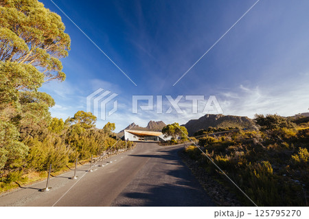 Dove Lake Viewing Shelter in Tasmania Australia 125795270