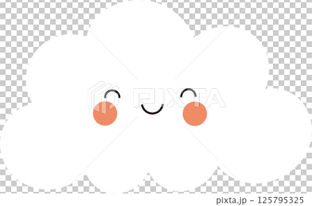 Cute cloud illustration. A happy cloud with rosy cheeks and a warm smile. Simple, adorable weather icon for a child-friendly design. 125795325