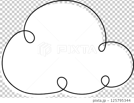 Stylized cloud with a whimsical, hand-drawn aesthetic, perfect for weather-related themes or creative, dreamy designs and vector graphics. 125795344