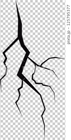 A striking image showcasing a jagged, dark crack propagating across a solid surface, symbolizing division, fragility, and potential structural failure. 125795377
