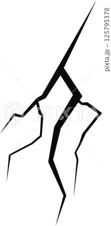 A stark, minimalist image featuring a network of jagged, black lines resembling cracks against a solid black backdrop. Minimalist art. 125795378