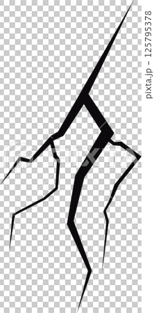 A stark, minimalist image featuring a network of jagged, black lines resembling cracks against a solid black backdrop. Minimalist art. 125795378