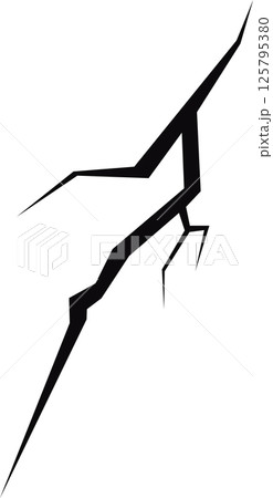 Abstract linear crack pattern on black, suggesting fragmentation, failure, or geological fault line formation against a dark background. 125795380