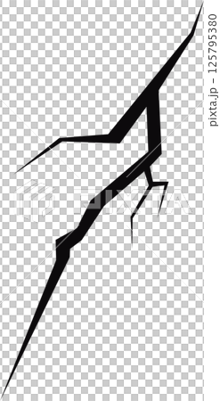 Abstract linear crack pattern on black, suggesting fragmentation, failure, or geological fault line formation against a dark background. 125795380
