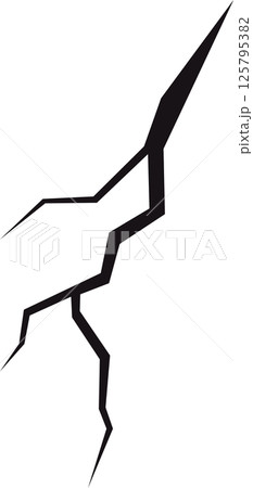 Abstract image showcasing a stylized, angular crack against a solid, dark background, creating a stark visual contrast and implying tension. 125795382