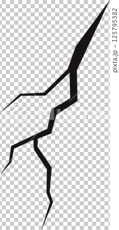 Abstract image showcasing a stylized, angular crack against a solid, dark background, creating a stark visual contrast and implying tension. 125795382