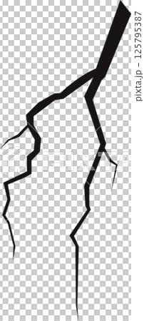 Stylized black and gray image featuring jagged cracks against a dark background, creating a visual metaphor for damage or disruption. 125795387