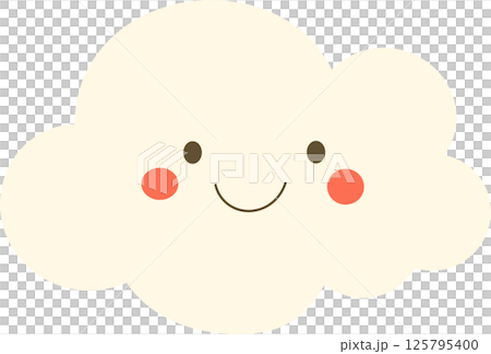 Cute Cloud with a Smiling Face. Cartoon drawing of a fluffy cloud with a happy expression. Smiling weather symbol. Cute Cloud with a Smiling Face. Cartoon drawing of a fluffy cloud with a happy expression. Smiling weather symbol. 125795400