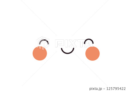 A cute cloud character with a sweet smile and rosy cheeks floats gently, bringing a touch of whimsy to any day. Happy weather symbol. 125795422