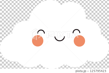 An adorable and expressive cloud character with blush cheeks, a smile, and closed eyes, perfect for adding cheer to any creative design. An adorable and expressive cloud character with blush cheeks, a smile, and closed eyes, perfect for adding cheer to any creative design. 125795423